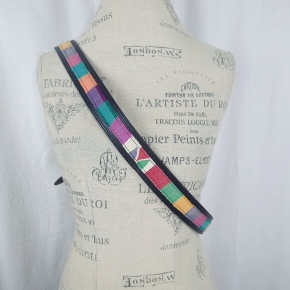 Vintage Western Textile Belt X Large Black Leather - Picture 4 of 9